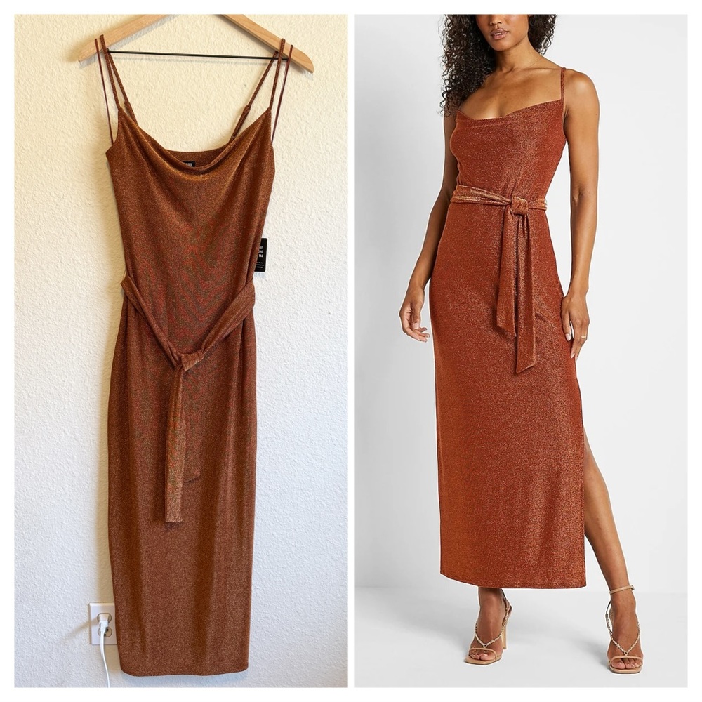 Express Elegant Brown Sleeveless Dress- XXS